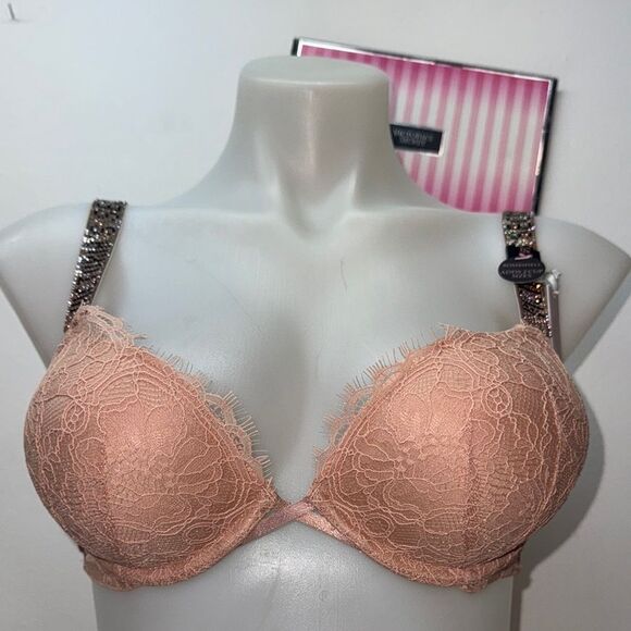 🔥Victoria's Secret cream Lace Bra push-up bombshell Sz 32A NWT - Picture 1 of 7